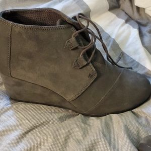 Toms Gray Suede Wedge Bootie - NWOT